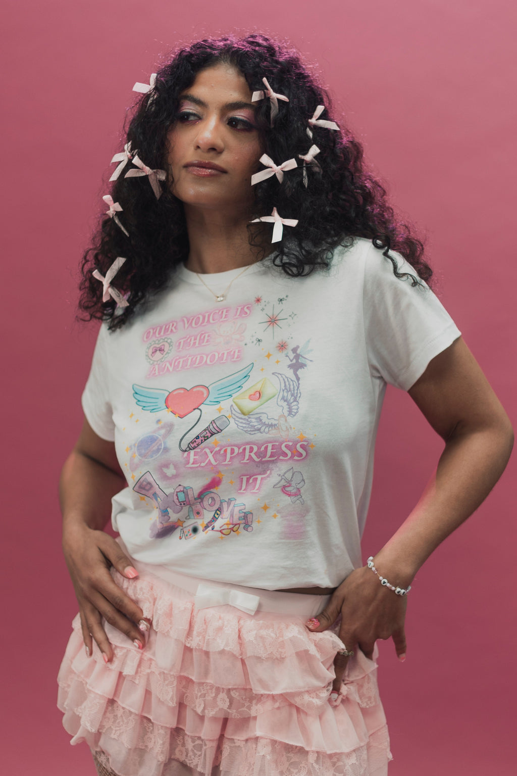 OUR VOICE IS THE ANTIDOTE, EXPRESS IT💖🎤Women’s high-waisted t-shirt💖🎤-DIVINE DONIA