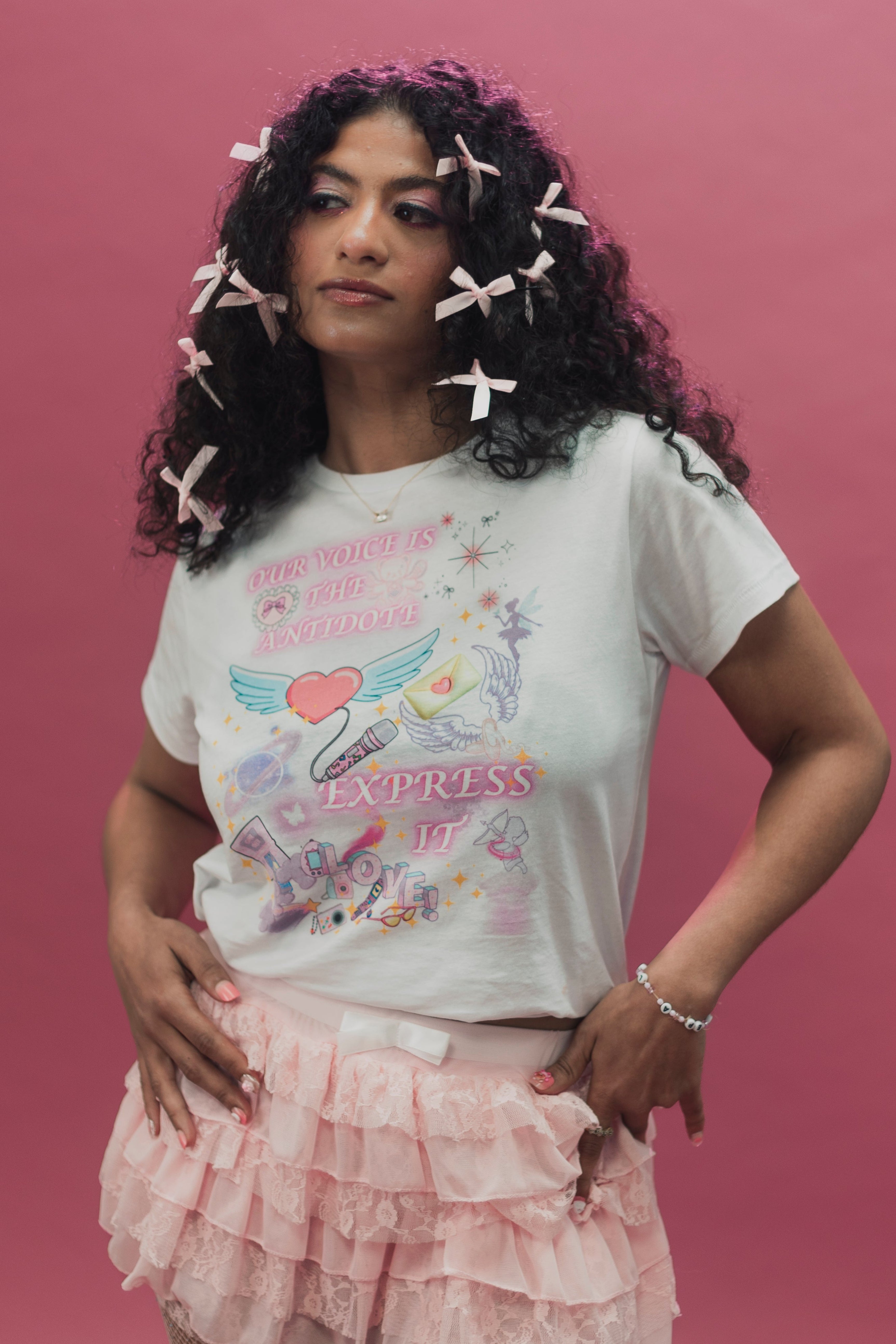 OUR VOICE IS THE ANTIDOTE, EXPRESS IT💖🎤Women’s high-waisted t-shirt💖🎤-DIVINE DONIA