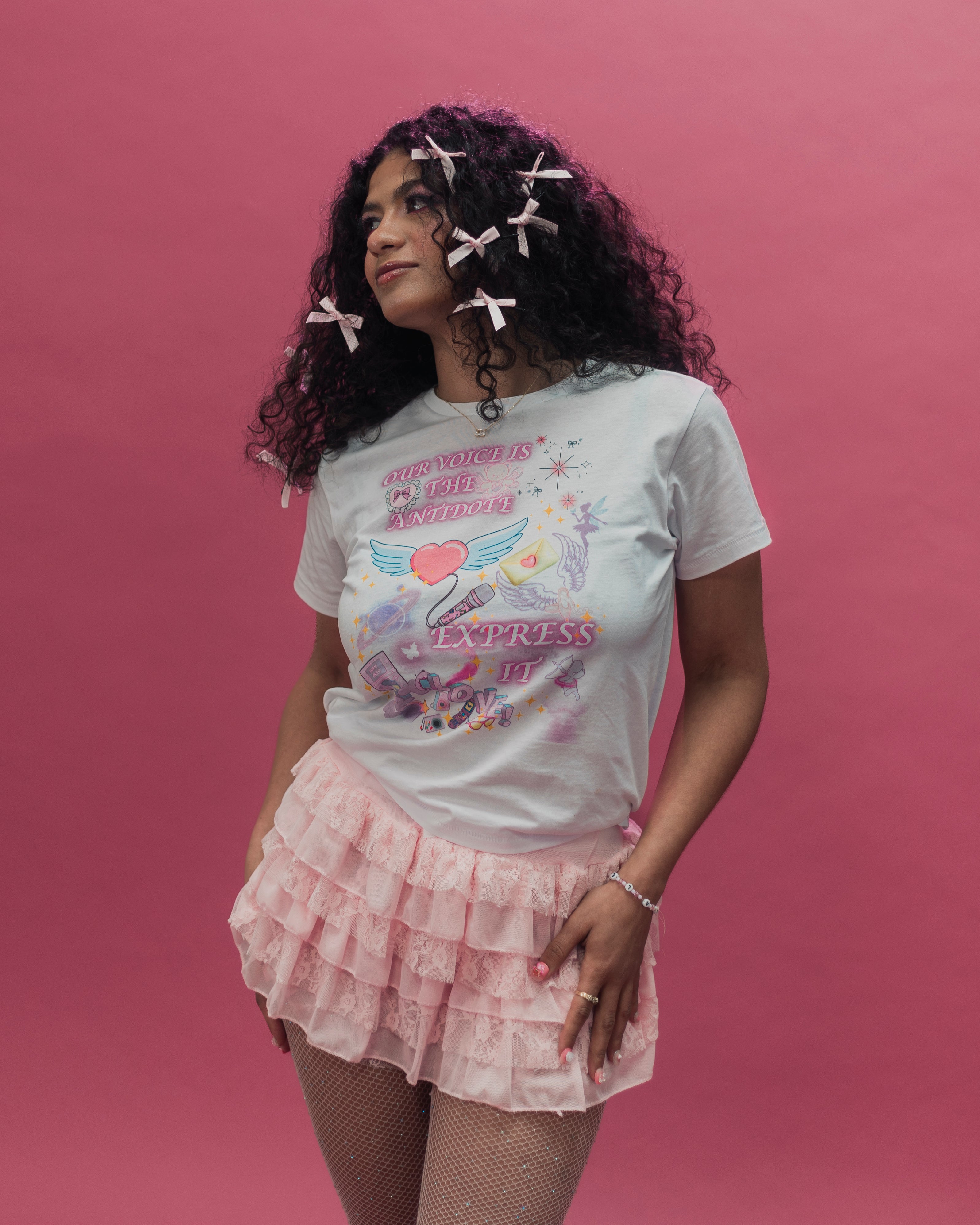 OUR VOICE IS THE ANTIDOTE, EXPRESS IT💖🎤Women’s high-waisted t-shirt💖🎤-DIVINE DONIA