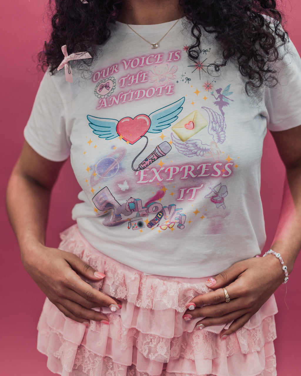 OUR VOICE IS THE ANTIDOTE, EXPRESS IT💖🎤Women’s high-waisted t-shirt💖🎤-DIVINE DONIA