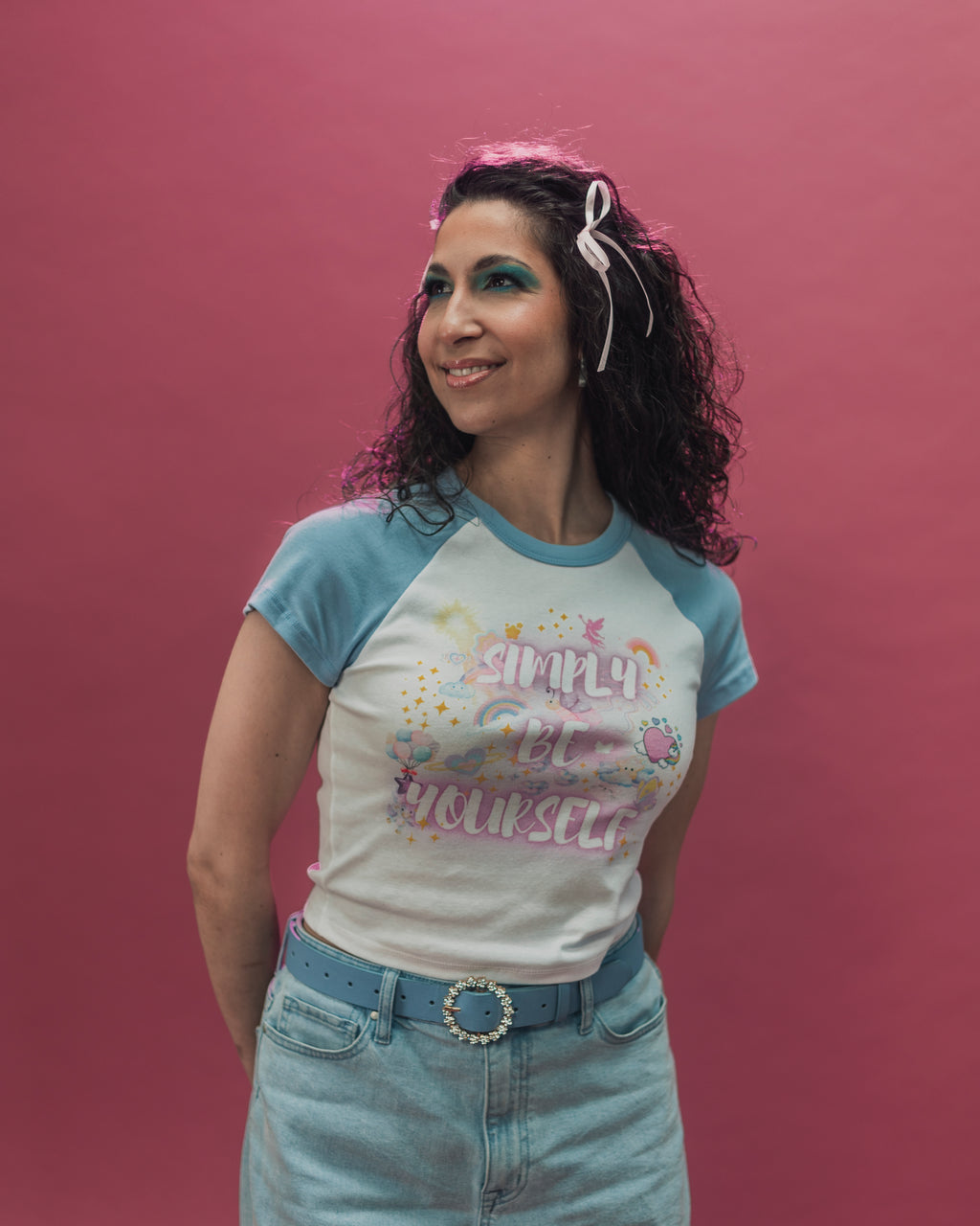 🌸✨ Simply Be Yourself 🌸✨ Women’s micro rib raglan baby tee -DIVINE DONIA-