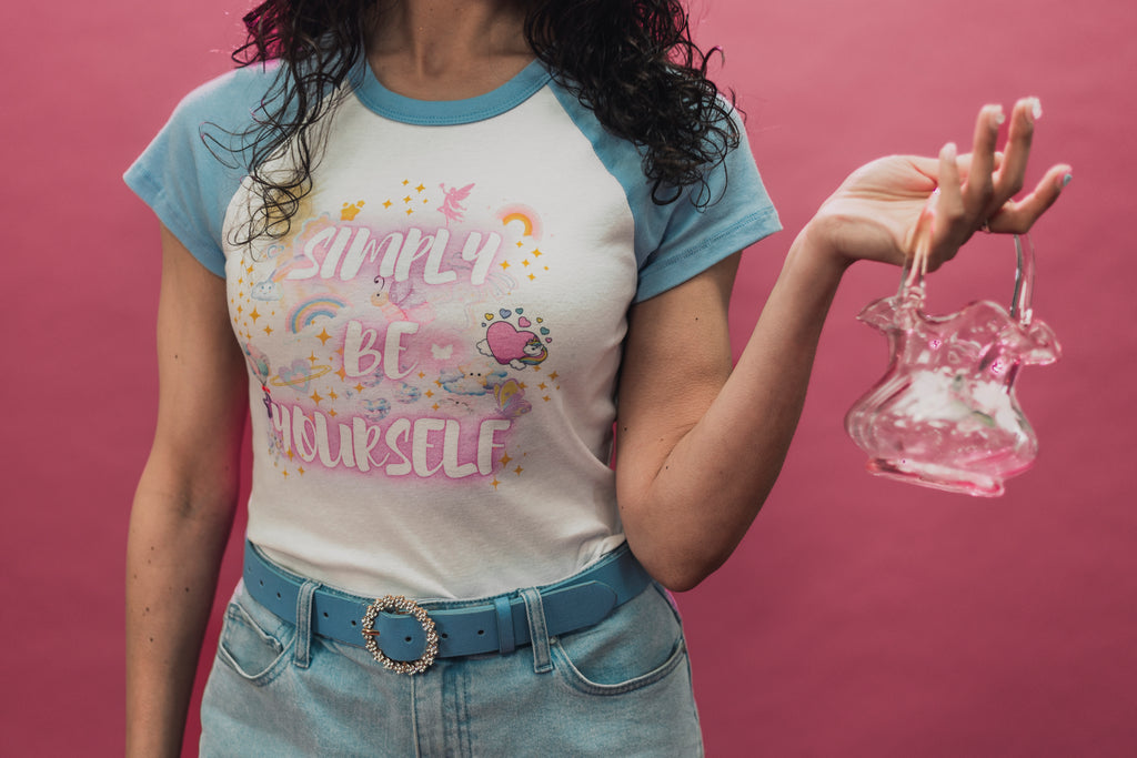 Simply be yourself - micro rib raglan baby tee