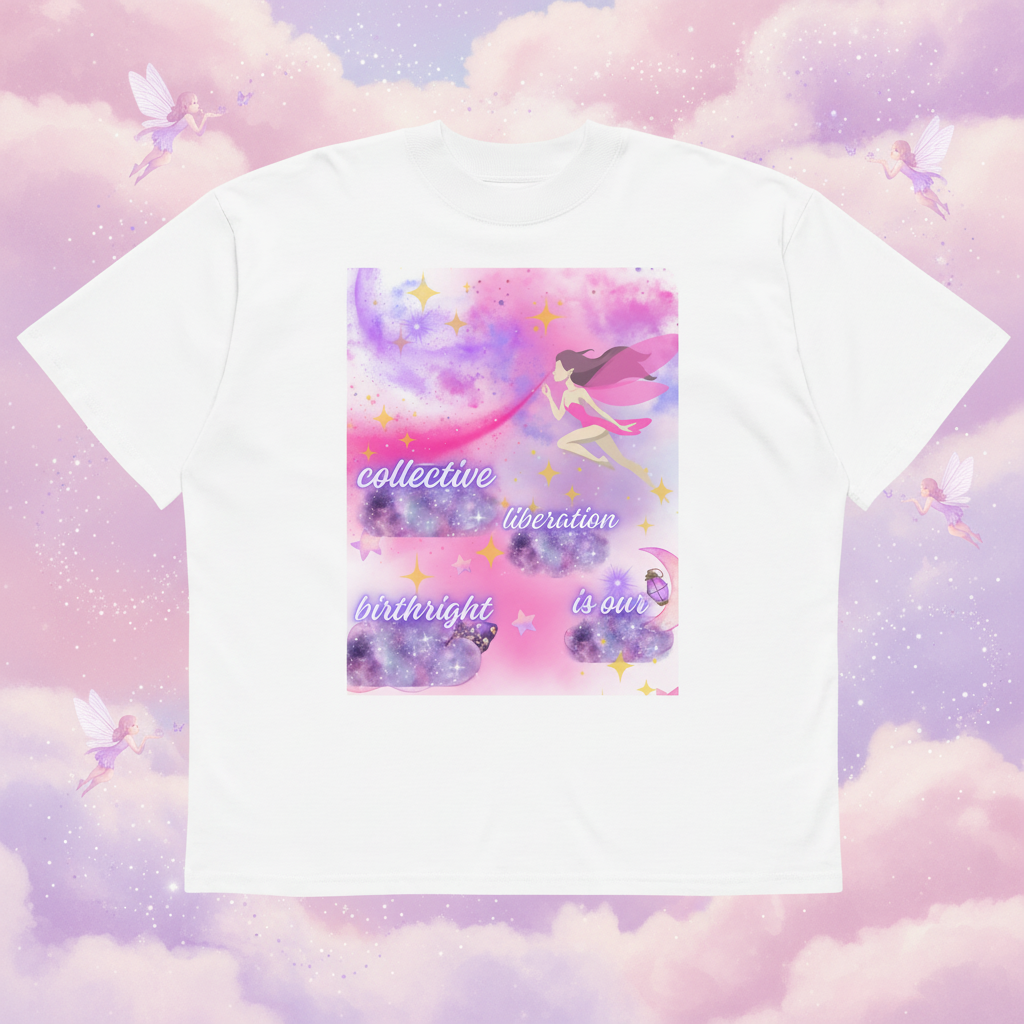 Collective Liberation – Baby Pink & Purple Fairy Dust Background