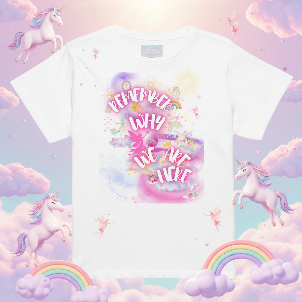Remember Why We Are Here High-Waisted Tee - Whimsical Background
