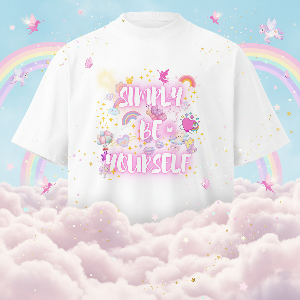Simply Be Yourself Oversized Tee - Whimsical Background