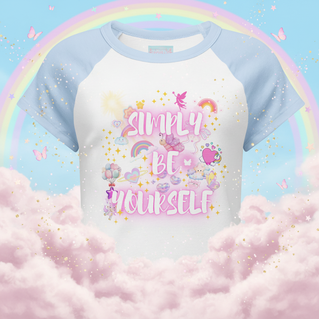 Simply Be Yourself Raglan - Dreamy Cloud Background