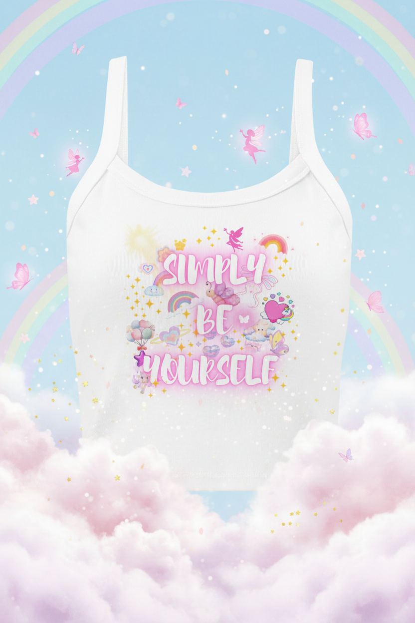 Simply Be Yourself Tank - Faded Rainbow 3D Background