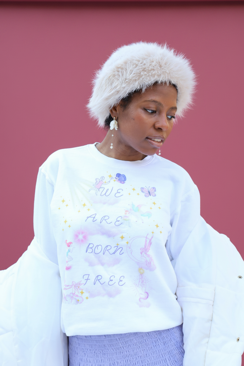 We Are Born Free Sweatshirt - Deep Pink Studio Edit
