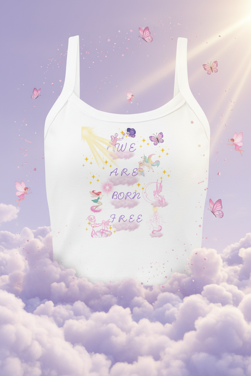 We Are Born Free Tank - Purple Cloud Background